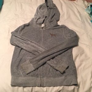 PINK gray felt zip up jacket